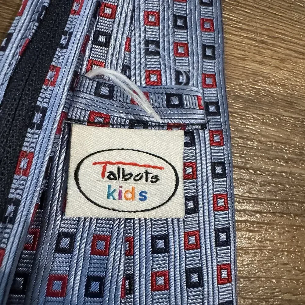 2 Talbots Kids Boys Ties Classic Navy Blue Striped 100% Silk Heritage Preppy VTG